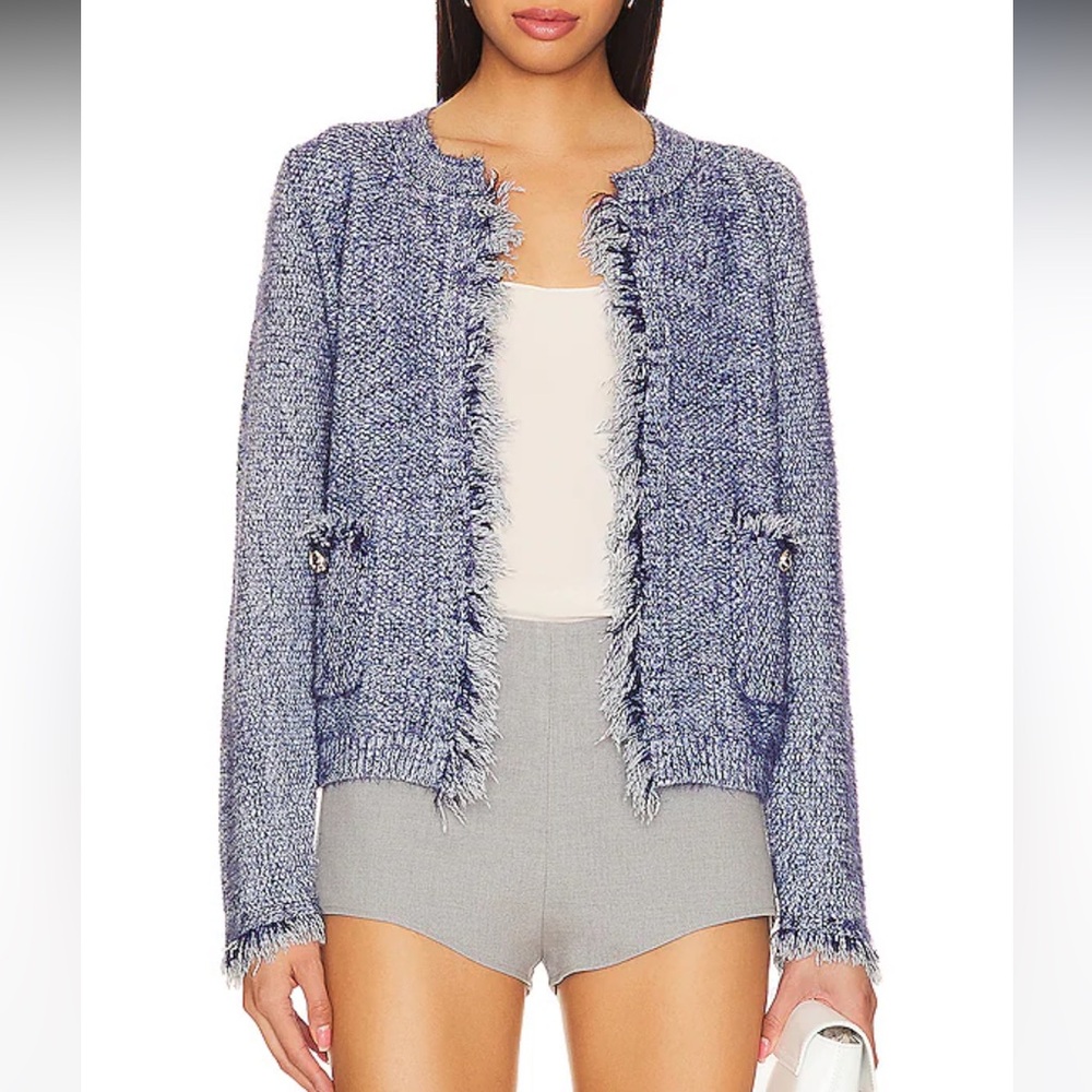 Line & Dot Blue Tweed Sweater